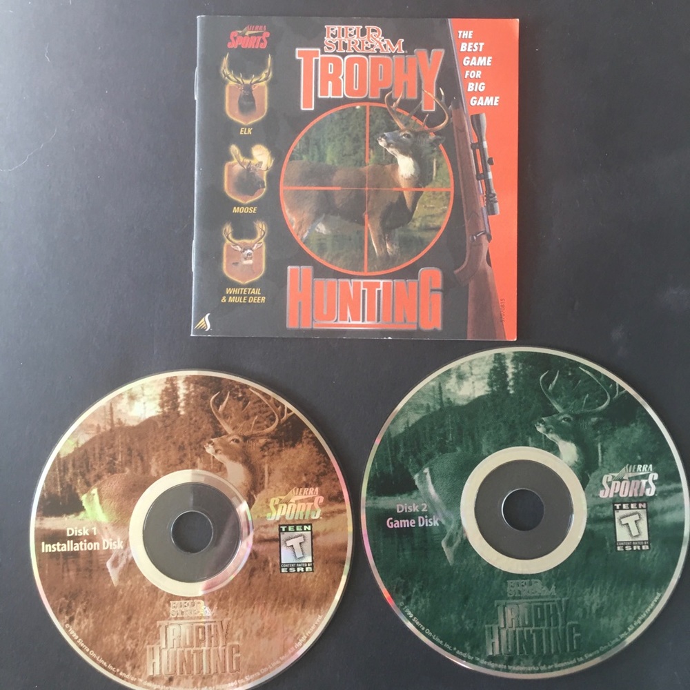 Field & Stream Trophy Hunting Game (PC, 1999) CD ROM 2 Discs